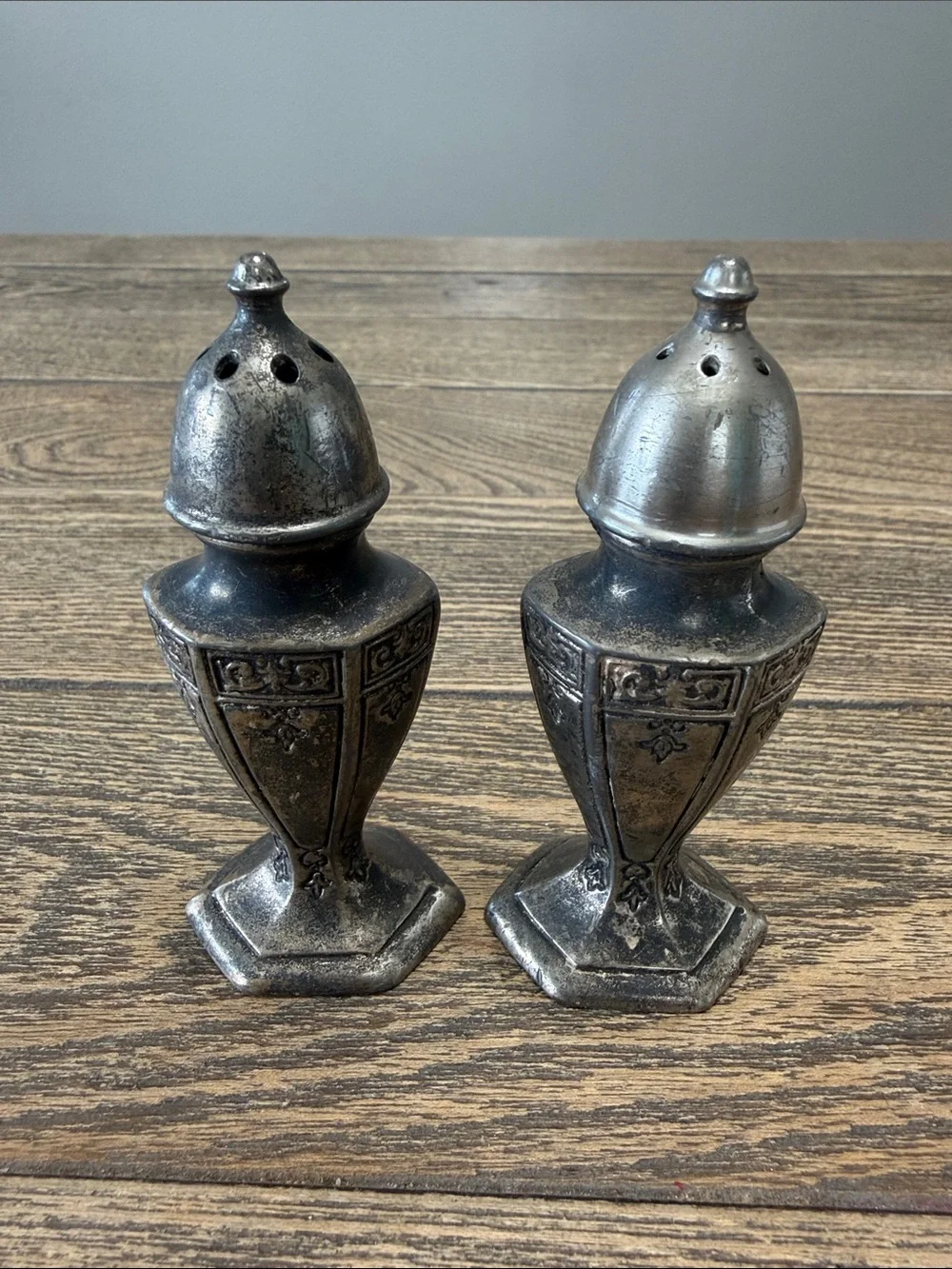 Vintage Avon Silver Metal Salt & Pepper Shaker Set